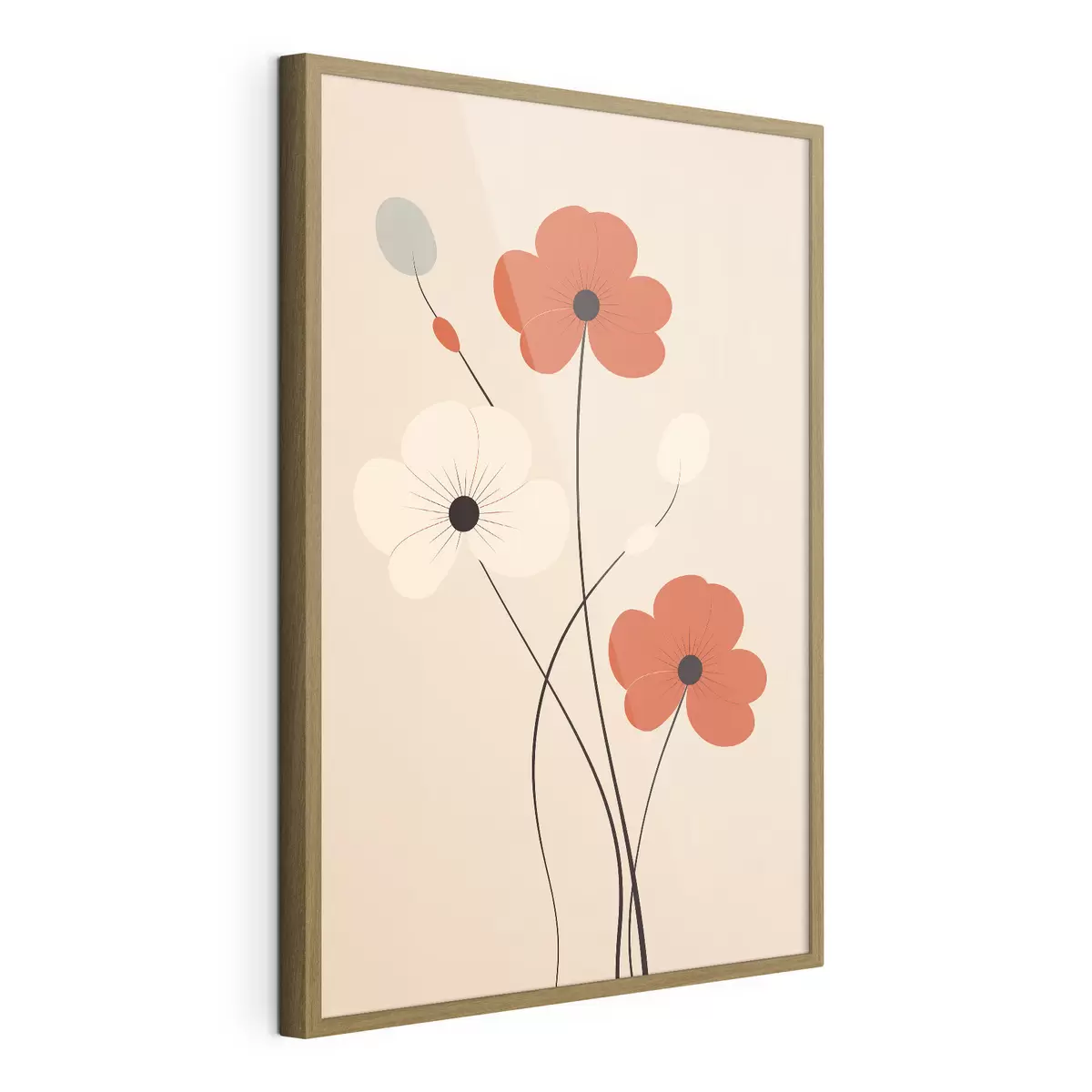 Poster Composizione astratta con steli sottili e forme semplici in stile minimalista f46943