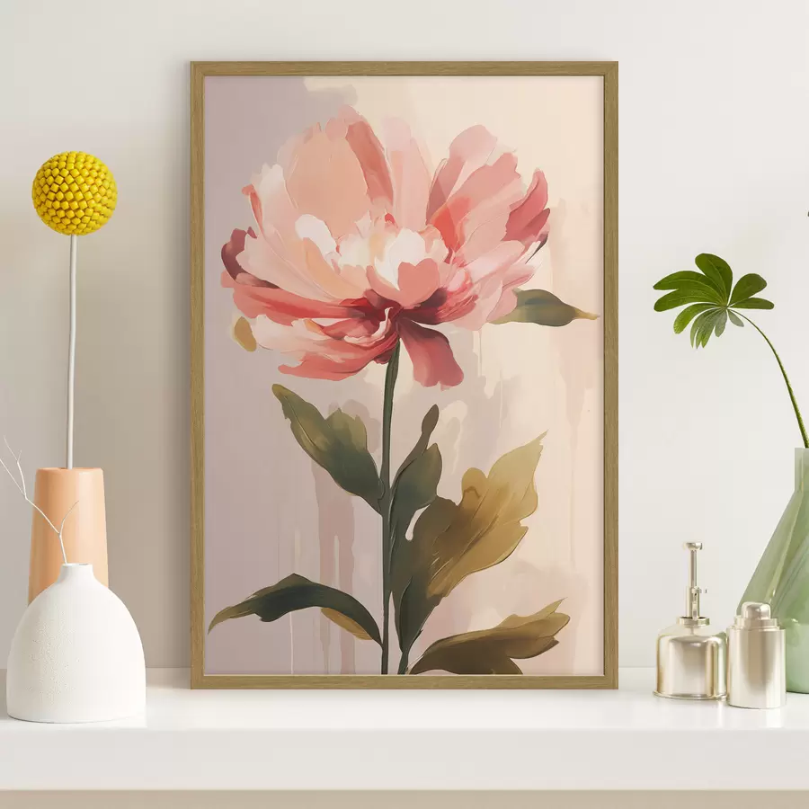 carta da parati Peonia con petali rosa corallo in uno stile illustrativo moderno nr. f46948