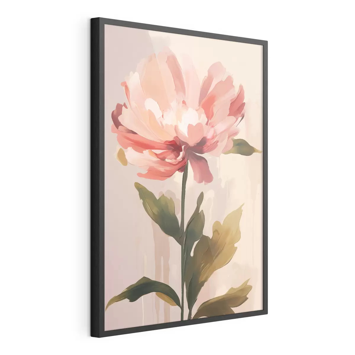 Poster Peonia con petali rosa corallo in uno stile illustrativo moderno f46948