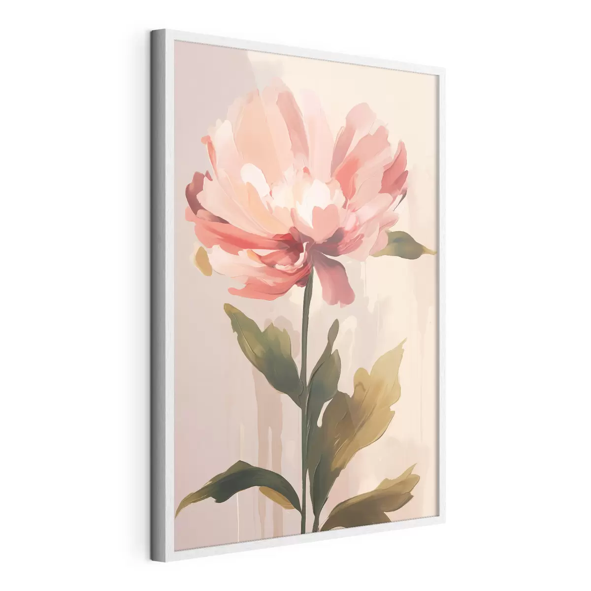 Poster Peonia con petali rosa corallo in uno stile illustrativo moderno f46948
