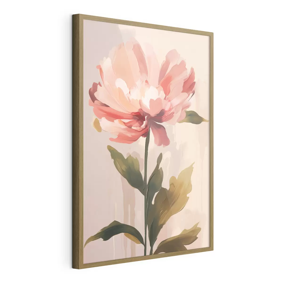 Poster Peonia con petali rosa corallo in uno stile illustrativo moderno f46948
