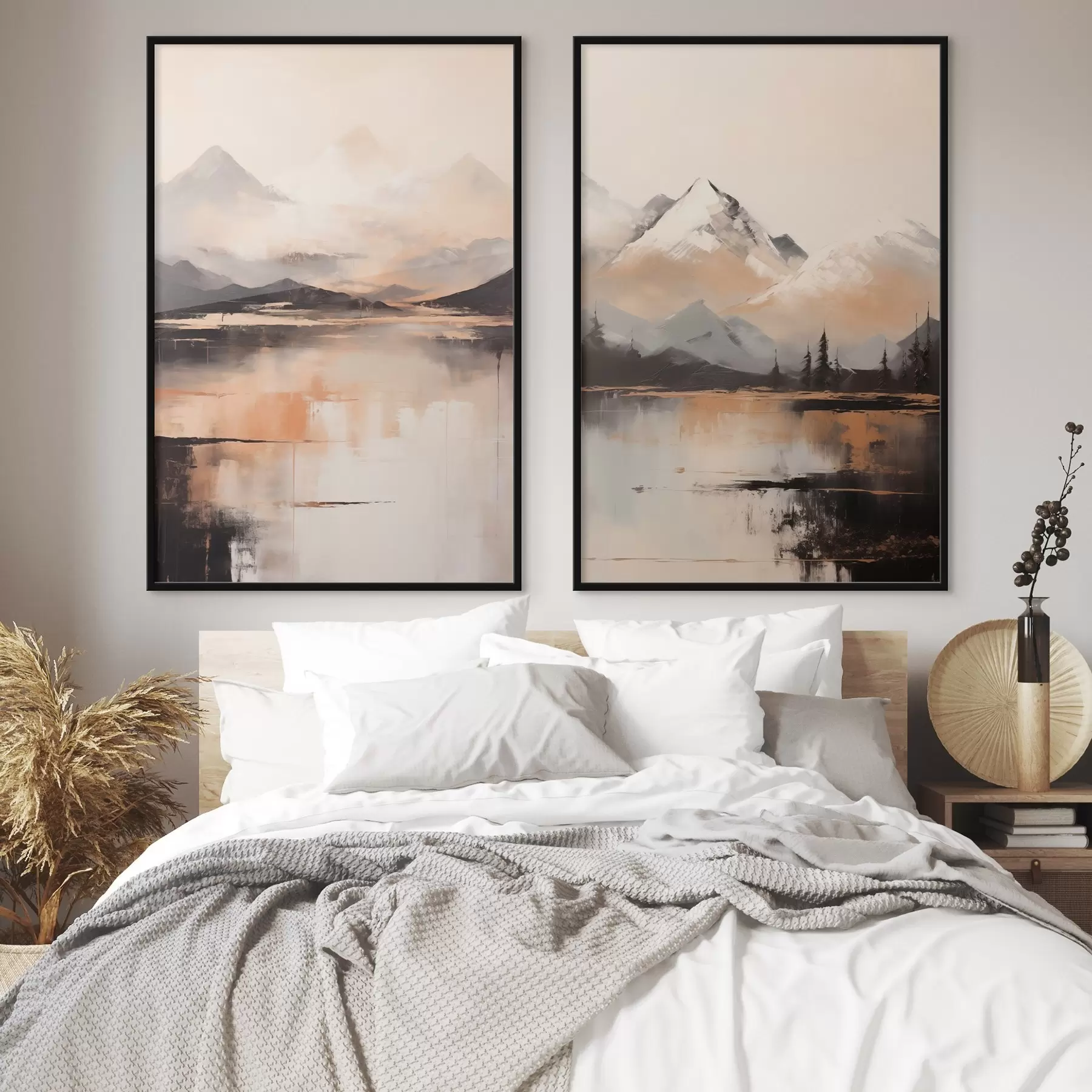 carta da parati Un dipinto con texture paesaggistica che imita montagne e un lago nr. d00831