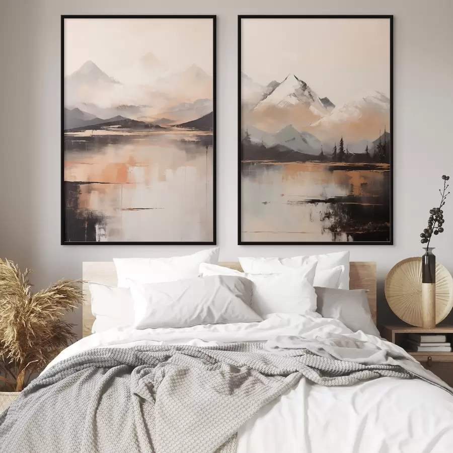 carta da parati Un dipinto con texture paesaggistica che imita montagne e un lago nr. d00831