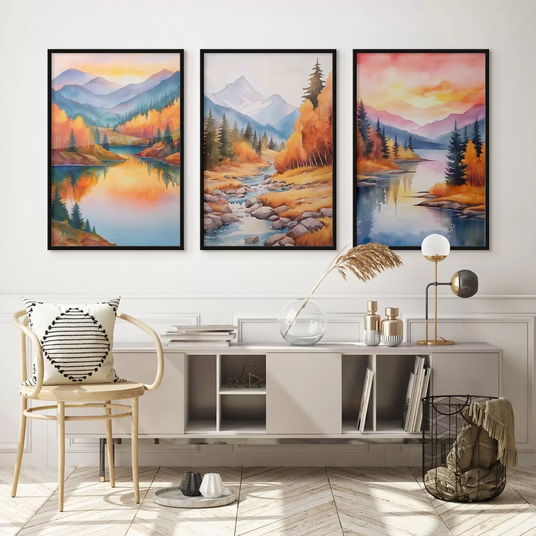 carta da parati Paesaggio montano autunnale nelle calde tonalità del tramonto nr. d00930