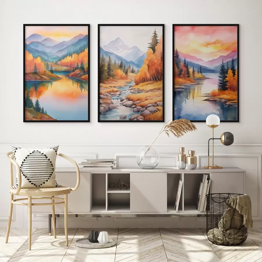 carta da parati Paesaggio montano autunnale nelle calde tonalità del tramonto nr. d00930