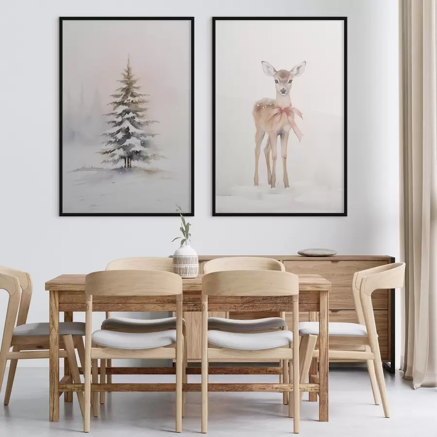 carta da parati Abete rosso e cerbiatto nr. d00933