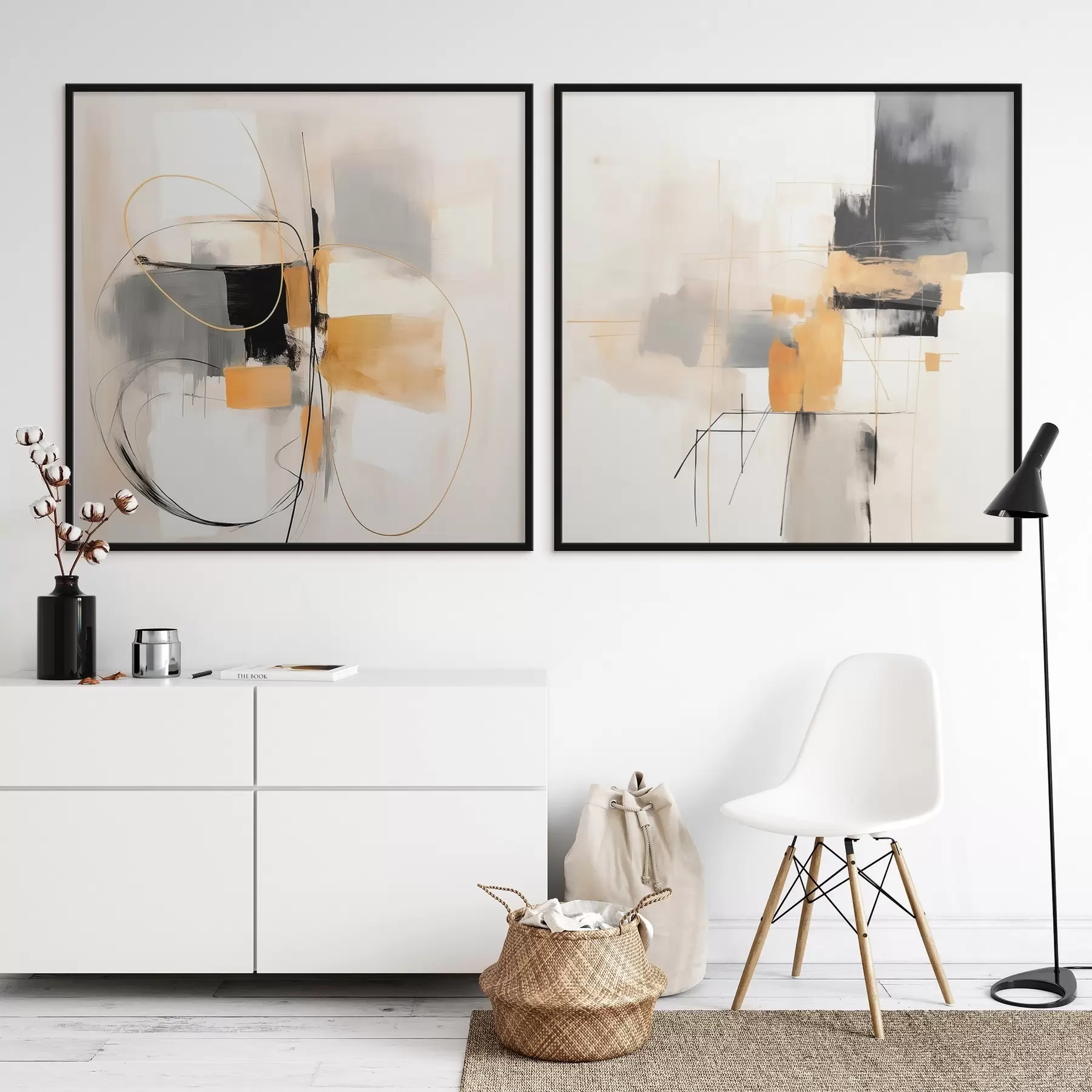 carta da parati Geometria astratta, ocra, grigio e nero nr. d00899