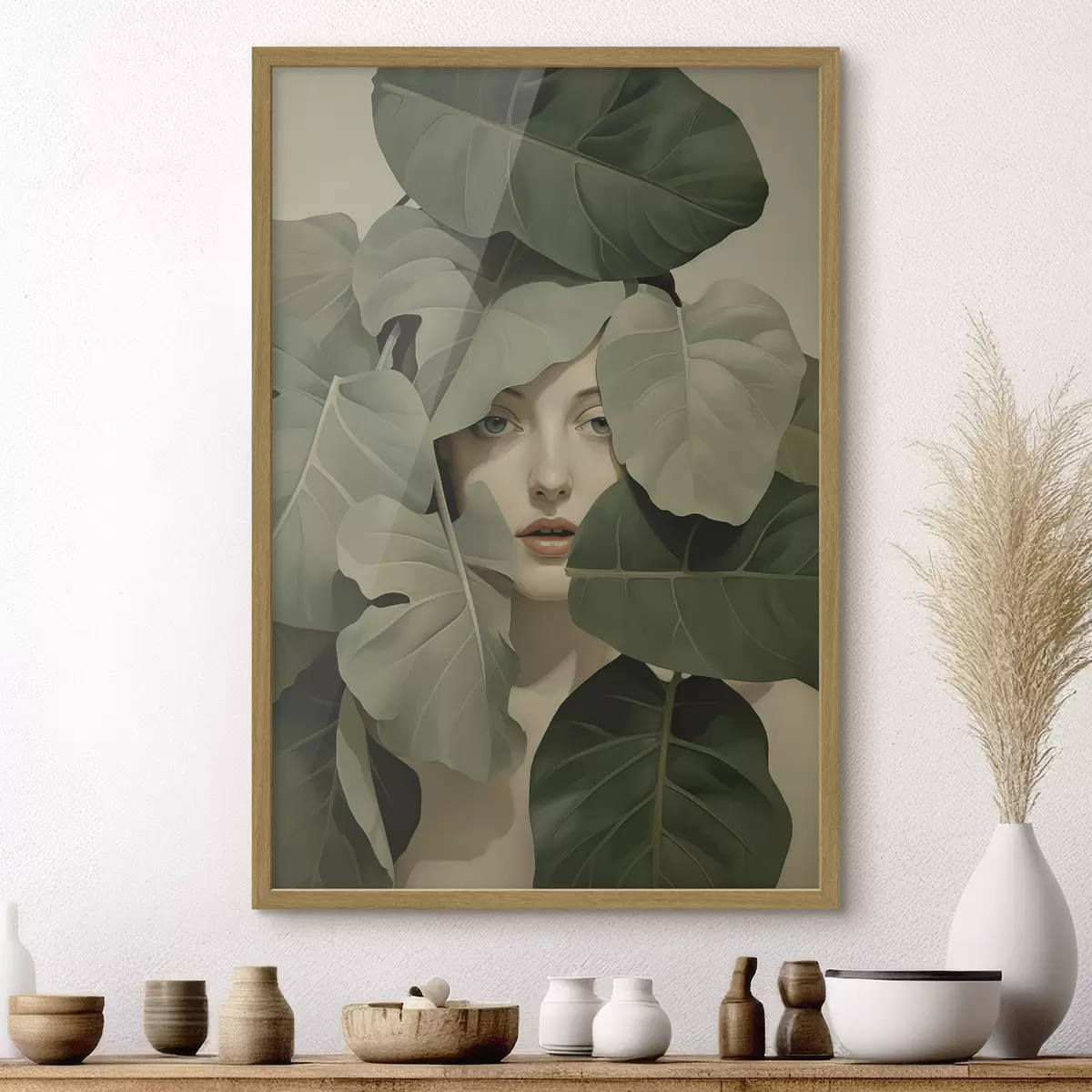 Poster Ritratto di una ragazza tra il fogliame f47331