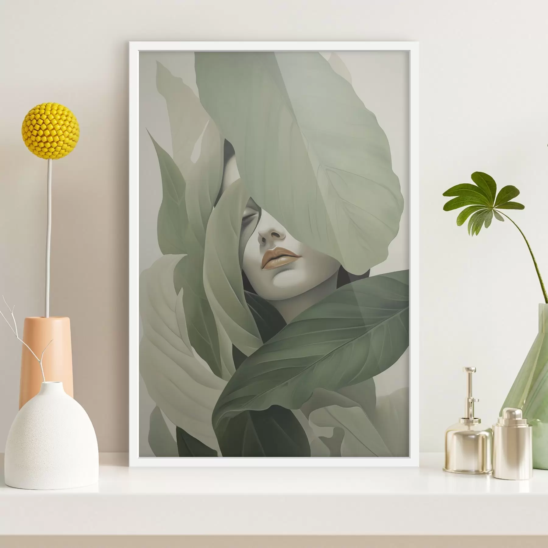 carta da parati Ritratto surreale di una ragazza tra il fogliame nr. f47332