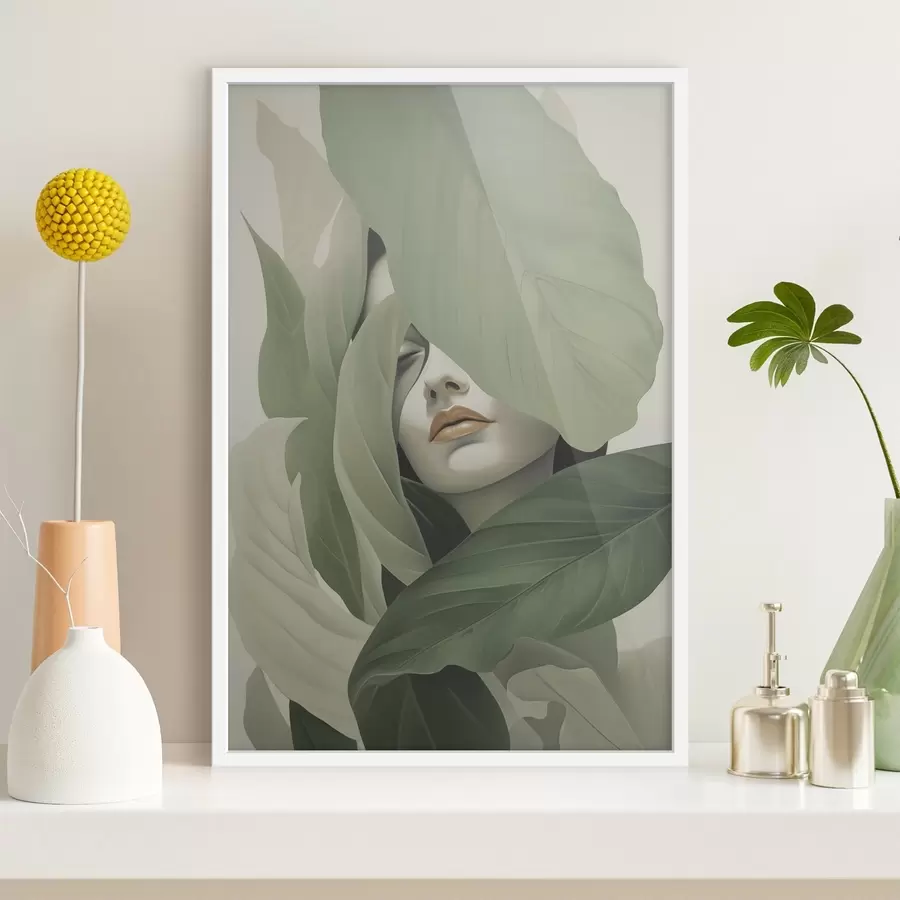 carta da parati Ritratto surreale di una ragazza tra il fogliame nr. f47332