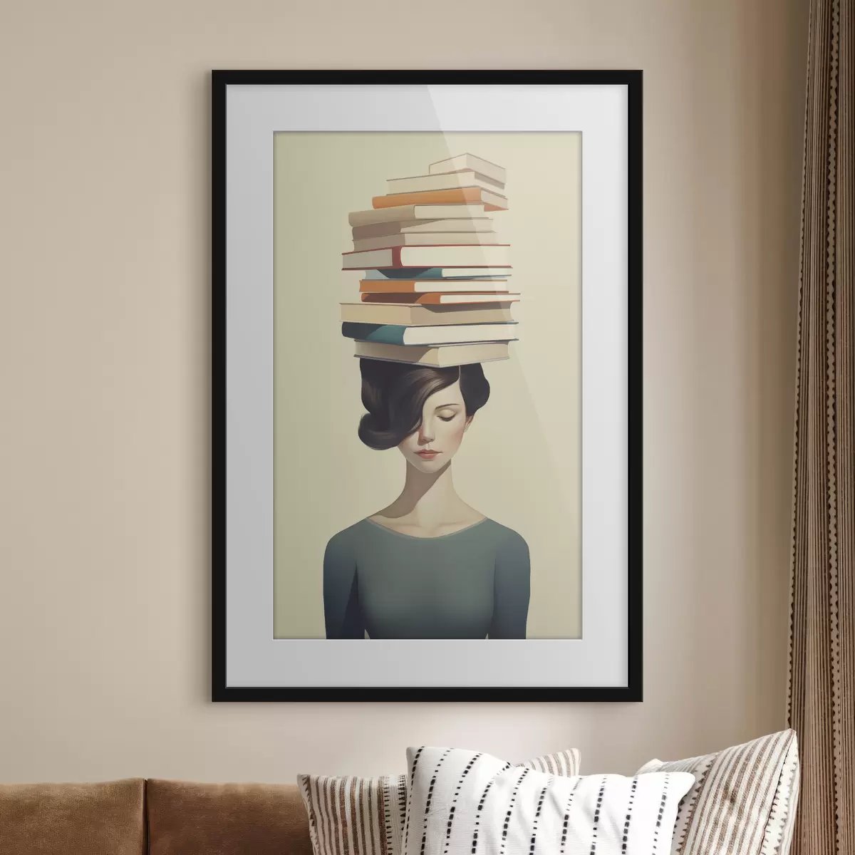 Poster Ritratto surreale di una ragazza con dei libri f47334