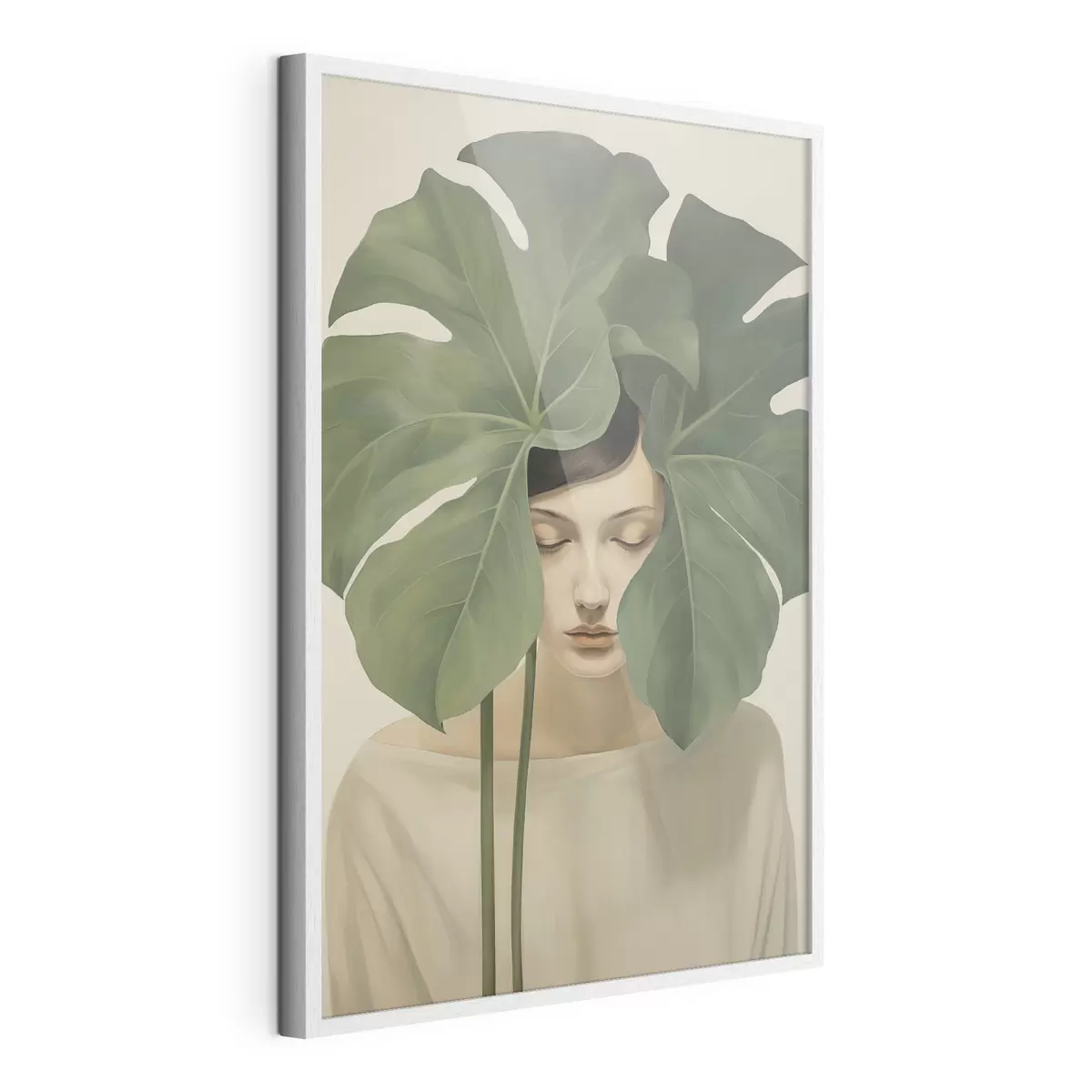 Poster Ragazza con foglie tropicali f47335
