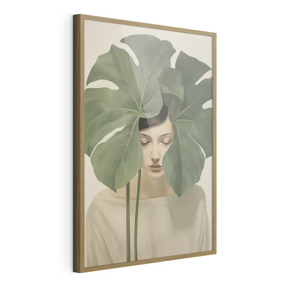 Poster Ragazza con foglie tropicali f47335