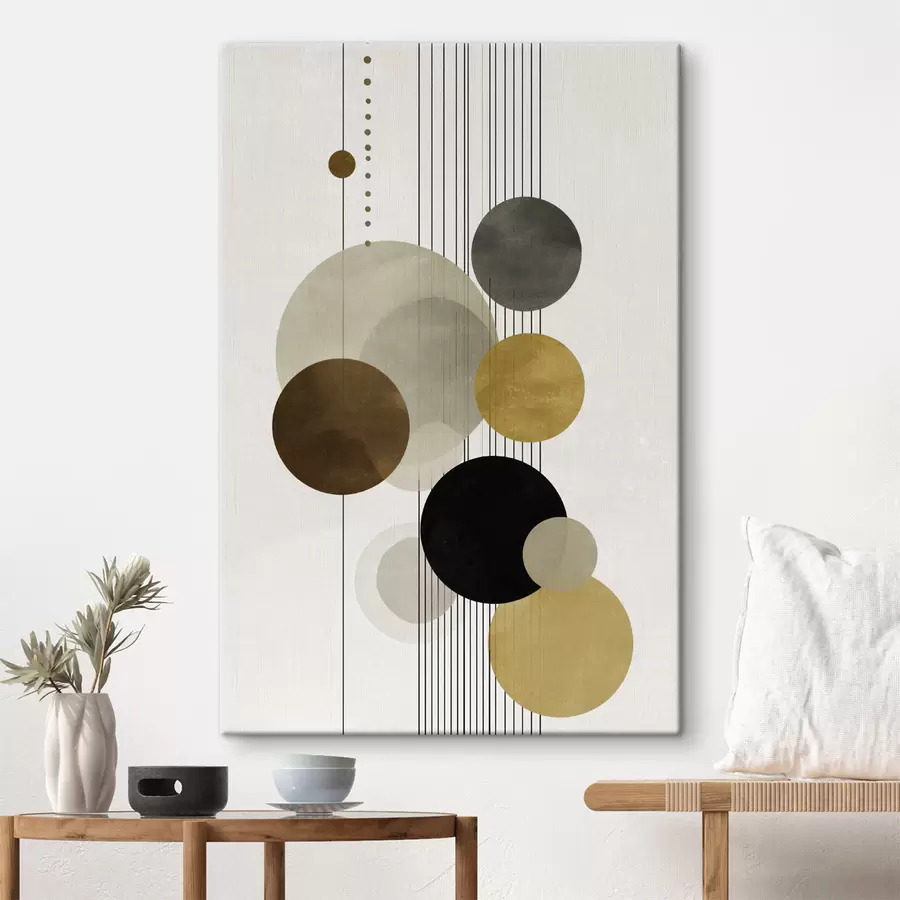 carta da parati astrazione con cerchi e linee in colori caldi nr. s47237