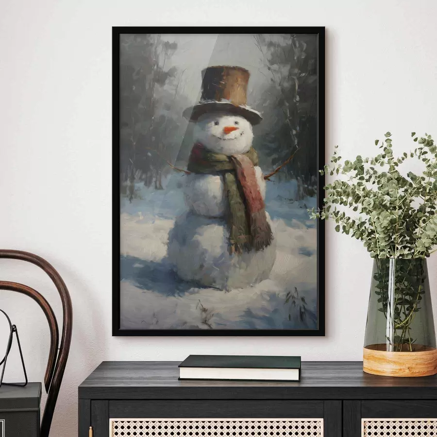 carta da parati pupazzo di neve nello stile della pittura a olio nr. f47116