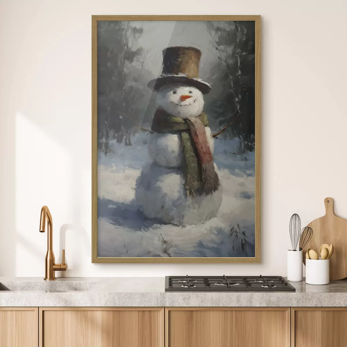 Poster pupazzo di neve nello stile della pittura a olio f47116