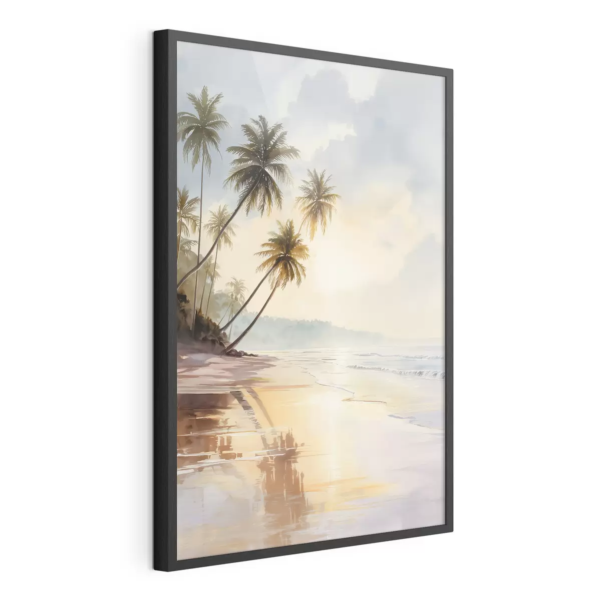 Poster tramonto sulla spiaggia di un'isola in stile acquerello f47136