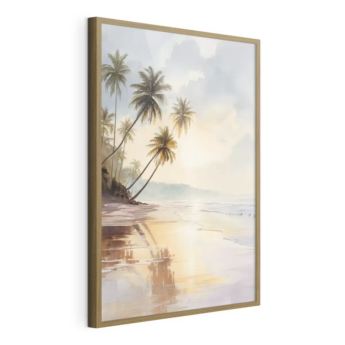 Poster tramonto sulla spiaggia di un'isola in stile acquerello f47136