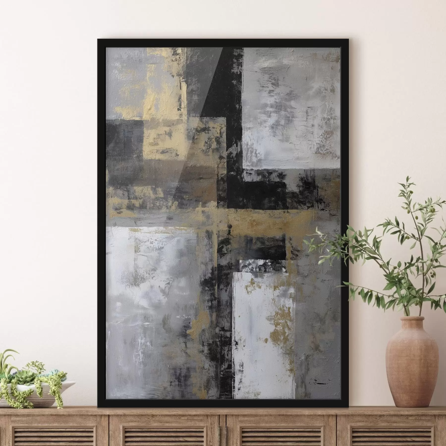 carta da parati astrazione materica contemporanea nei toni del nero, grigio e bianco nr. f47139