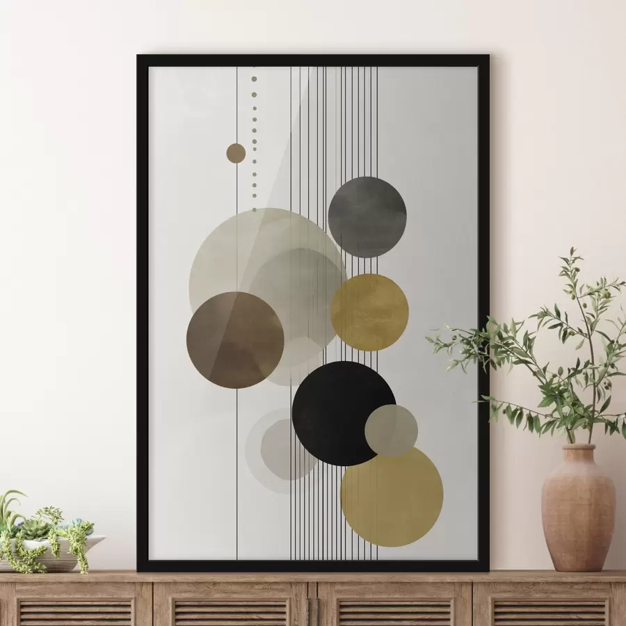 carta da parati astrazione con cerchi e linee in colori caldi nr. f47237