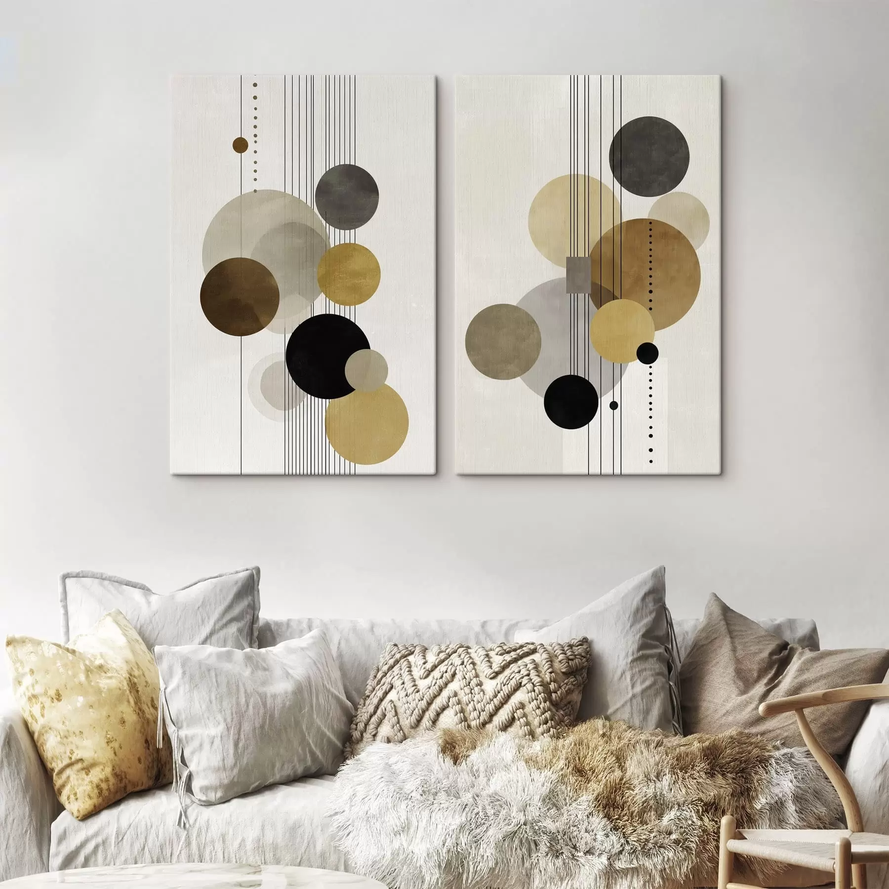 carta da parati astrazione con cerchi e linee in colori caldi nr. m01182