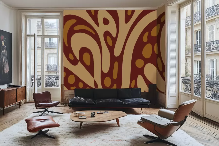 carta da parati Motivo astratto con forme marroni e beige nr. w05071v2