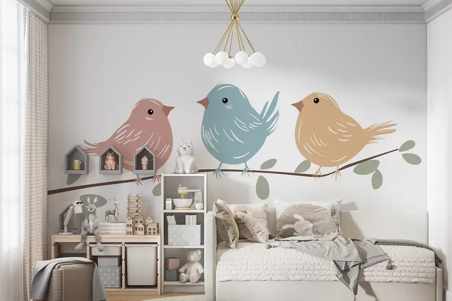 Carta da parati nature Uccelli su un ramo 