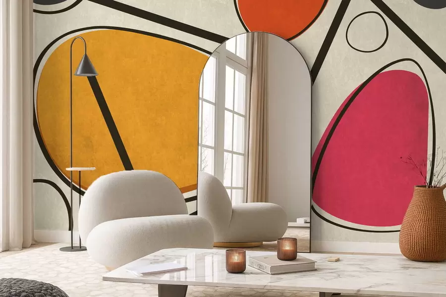 carta da parati Forme astratte e linee con campi di colore audaci nr. w05017