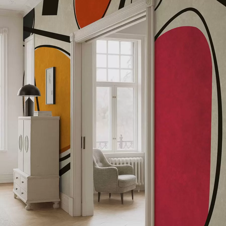 carta da parati Forme astratte e linee con campi di colore audaci nr. w05017