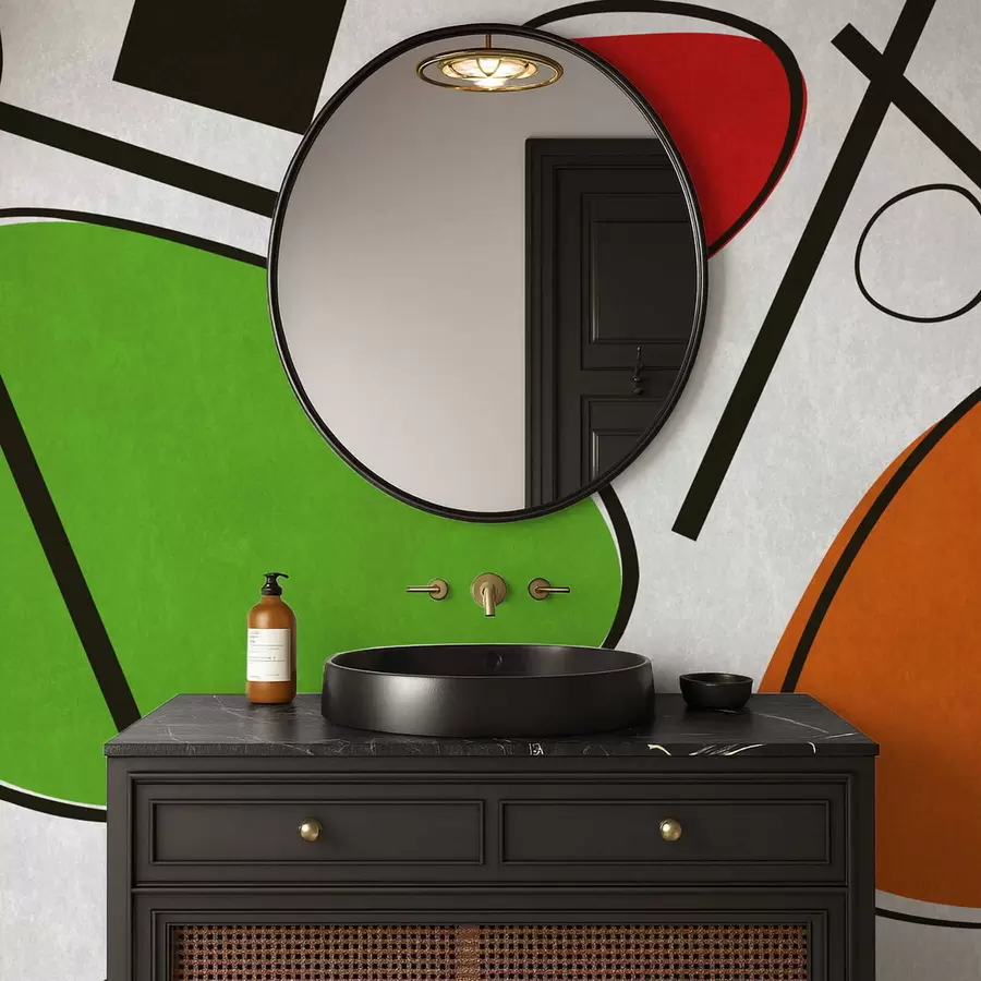 carta da parati Forme geometriche astratte con linee e aree di colore intenso nr. w05017v1