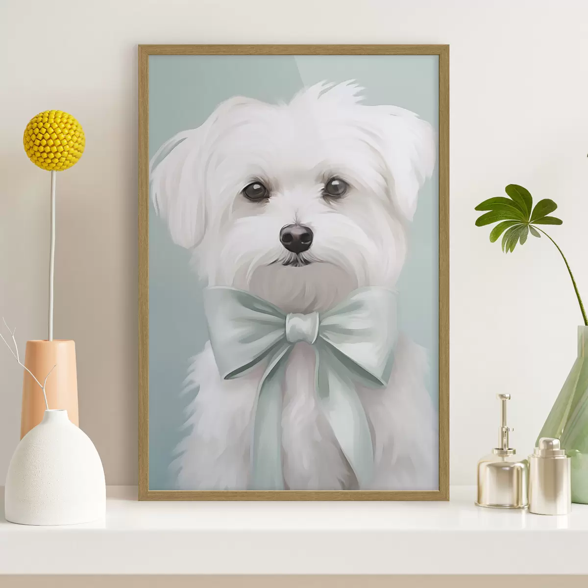 Poster Cagnolino con fiocco f47413