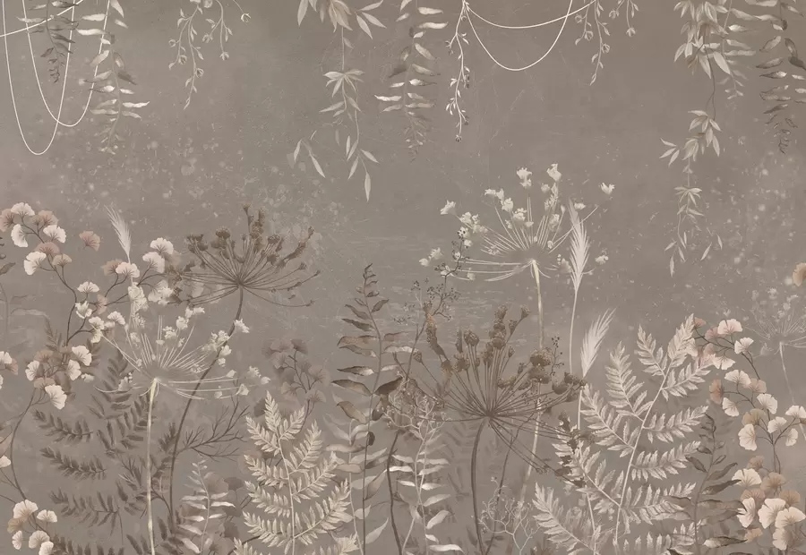 carta da parati Motivo botanico leggero con fiori e foglie nr. w05092v1