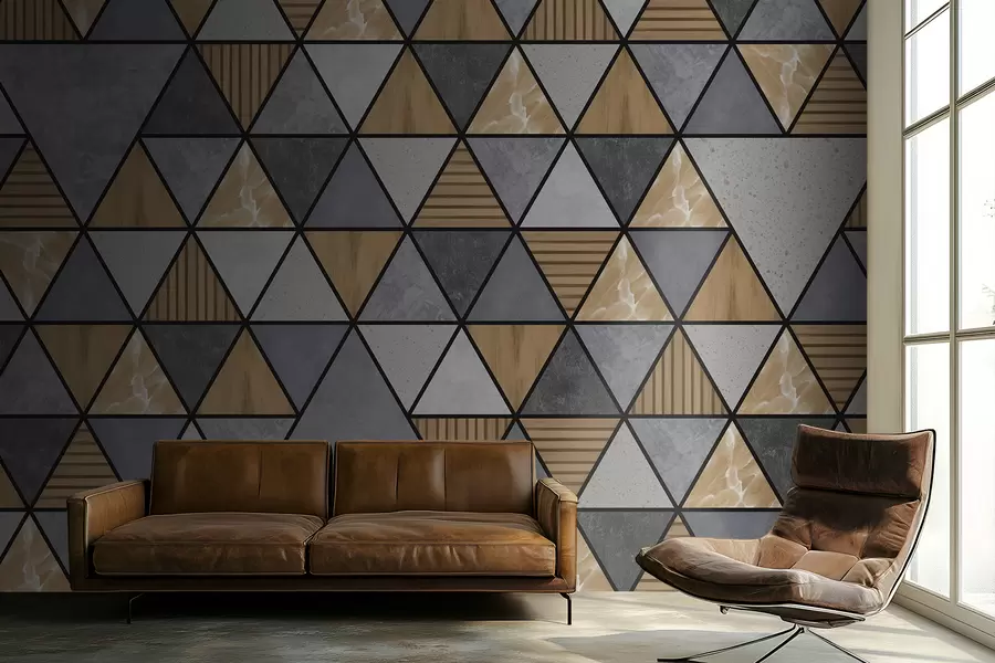 carta da parati Ornamento triangolare con colori neutri e caldi nr. w05096v1