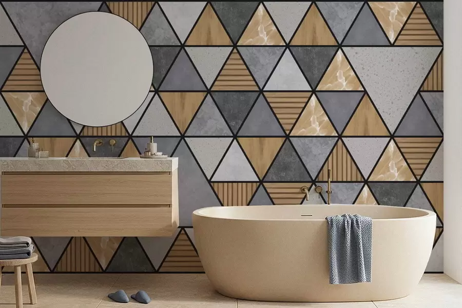 carta da parati Ornamento triangolare con colori neutri e caldi nr. w05096v1