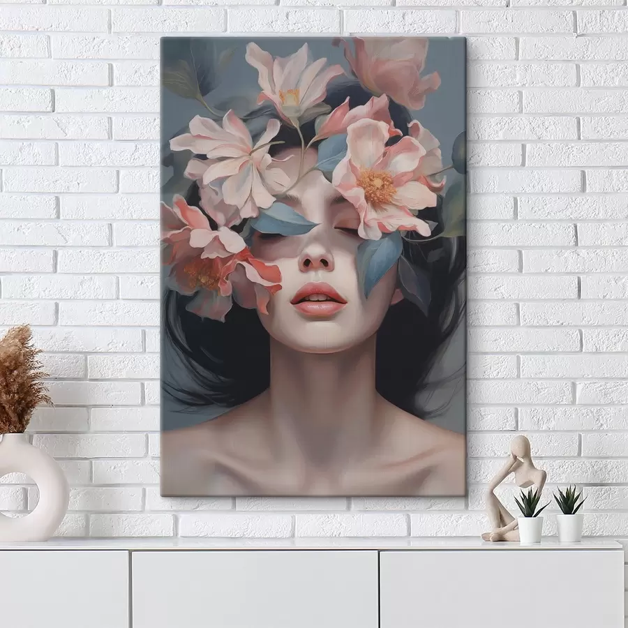 carta da parati Ritratto femminile astratto con fiori nr. s47488