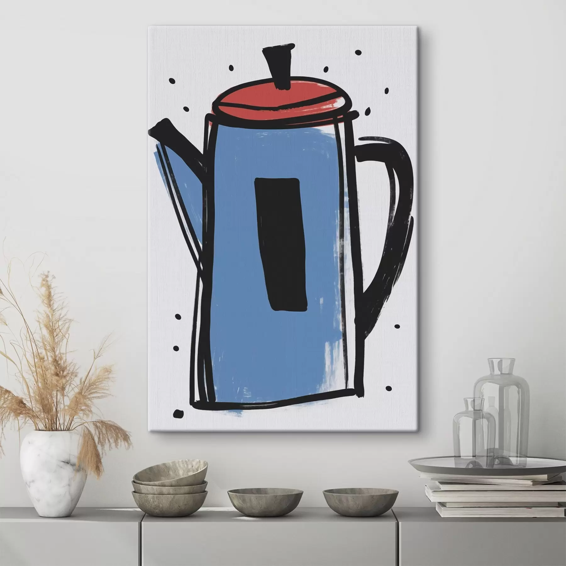 carta da parati Caffettiera che imita un disegno primitivo nr. s47496