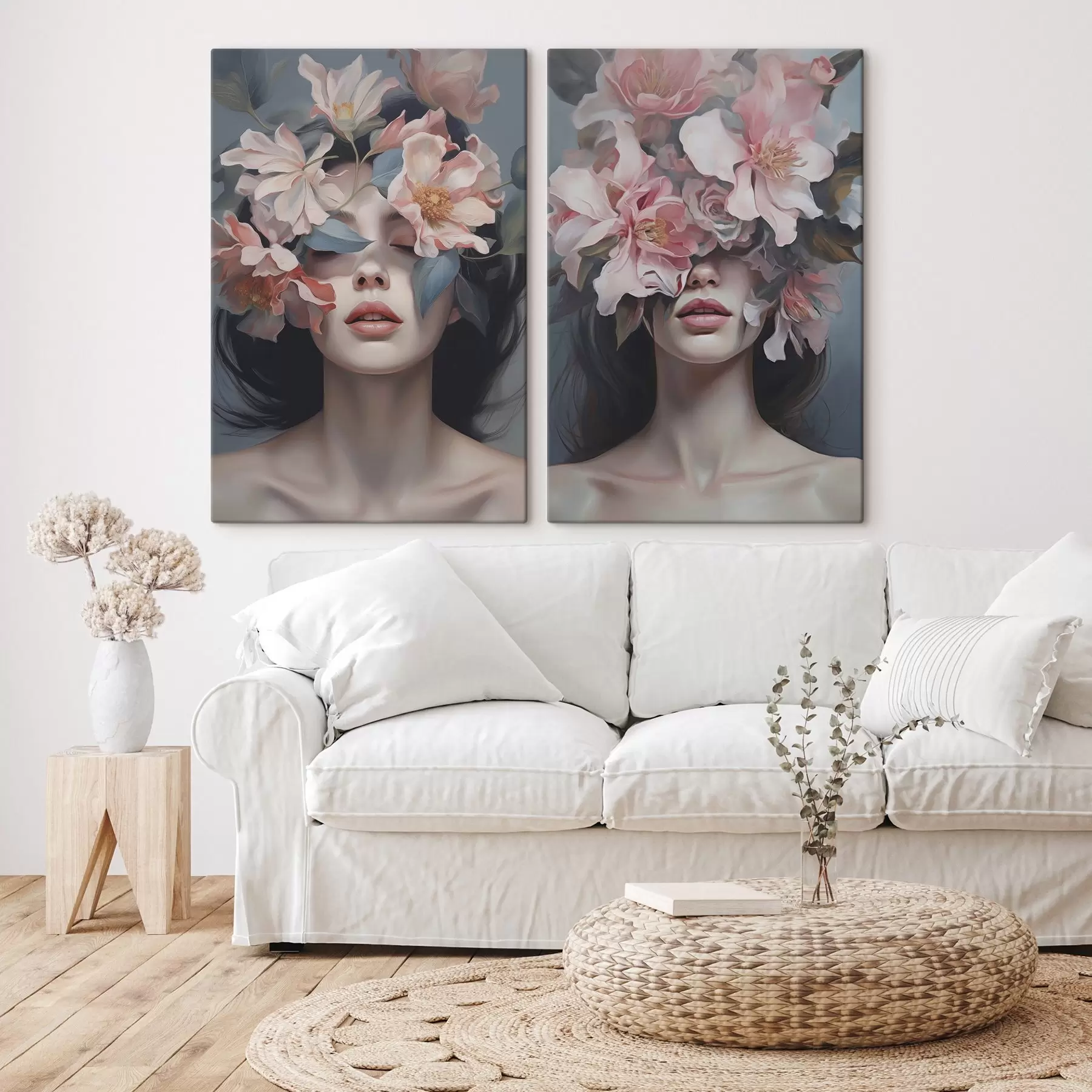 carta da parati Ritratto femminile astratto con fiori nr. m01221