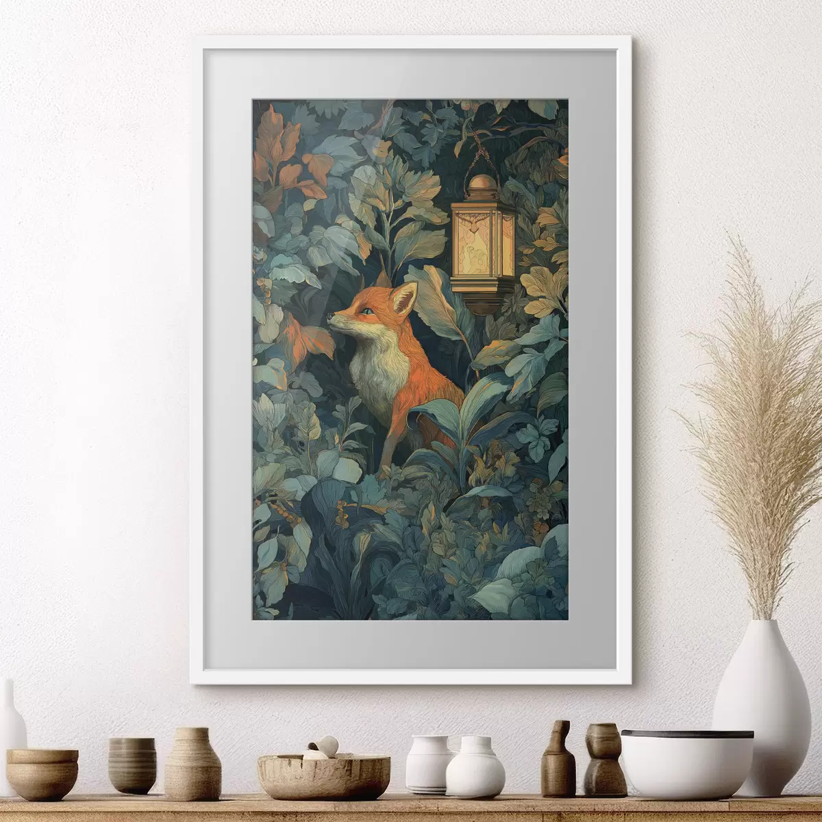 Poster Simpatica volpe tra i cespugli f47107