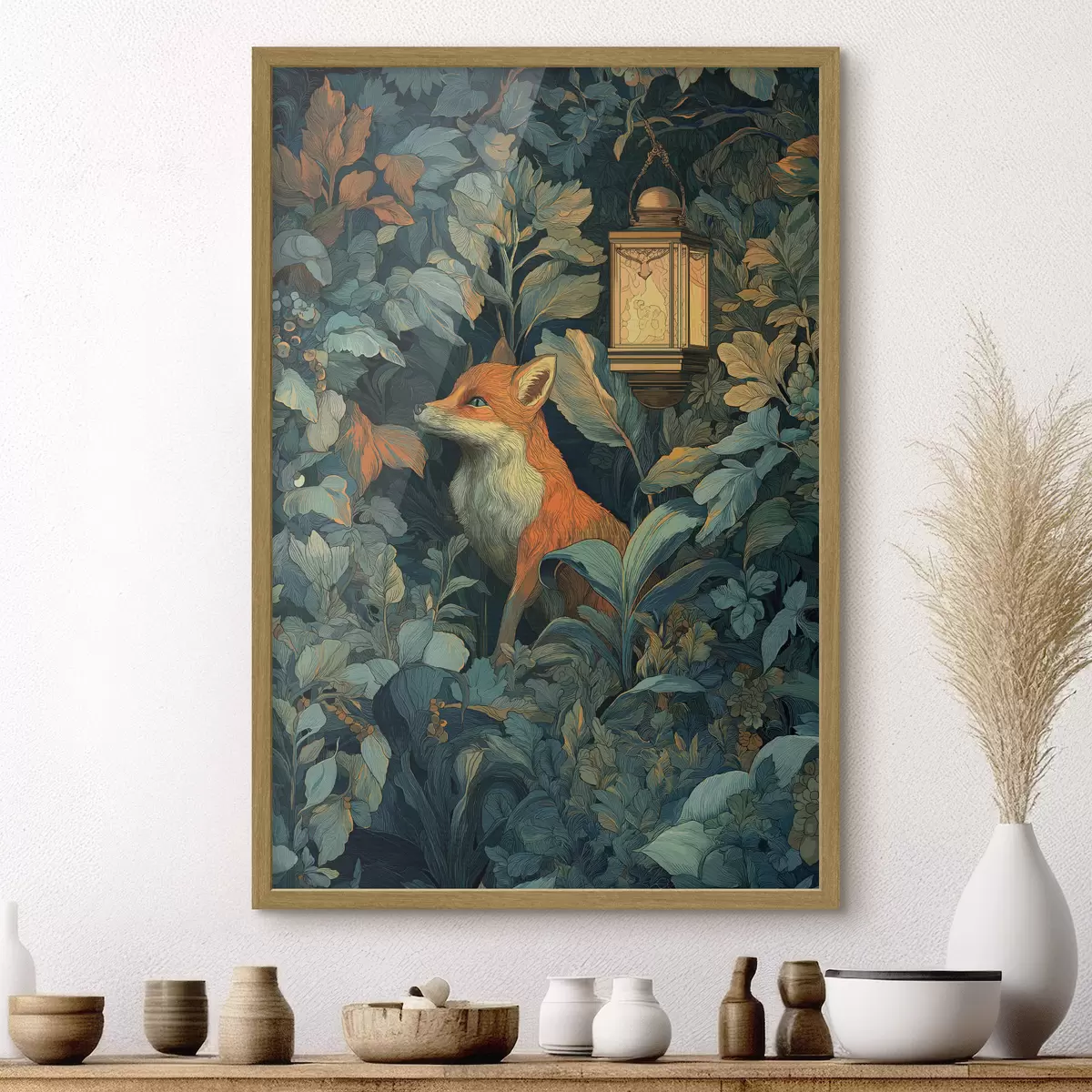 Poster Simpatica volpe tra i cespugli f47107
