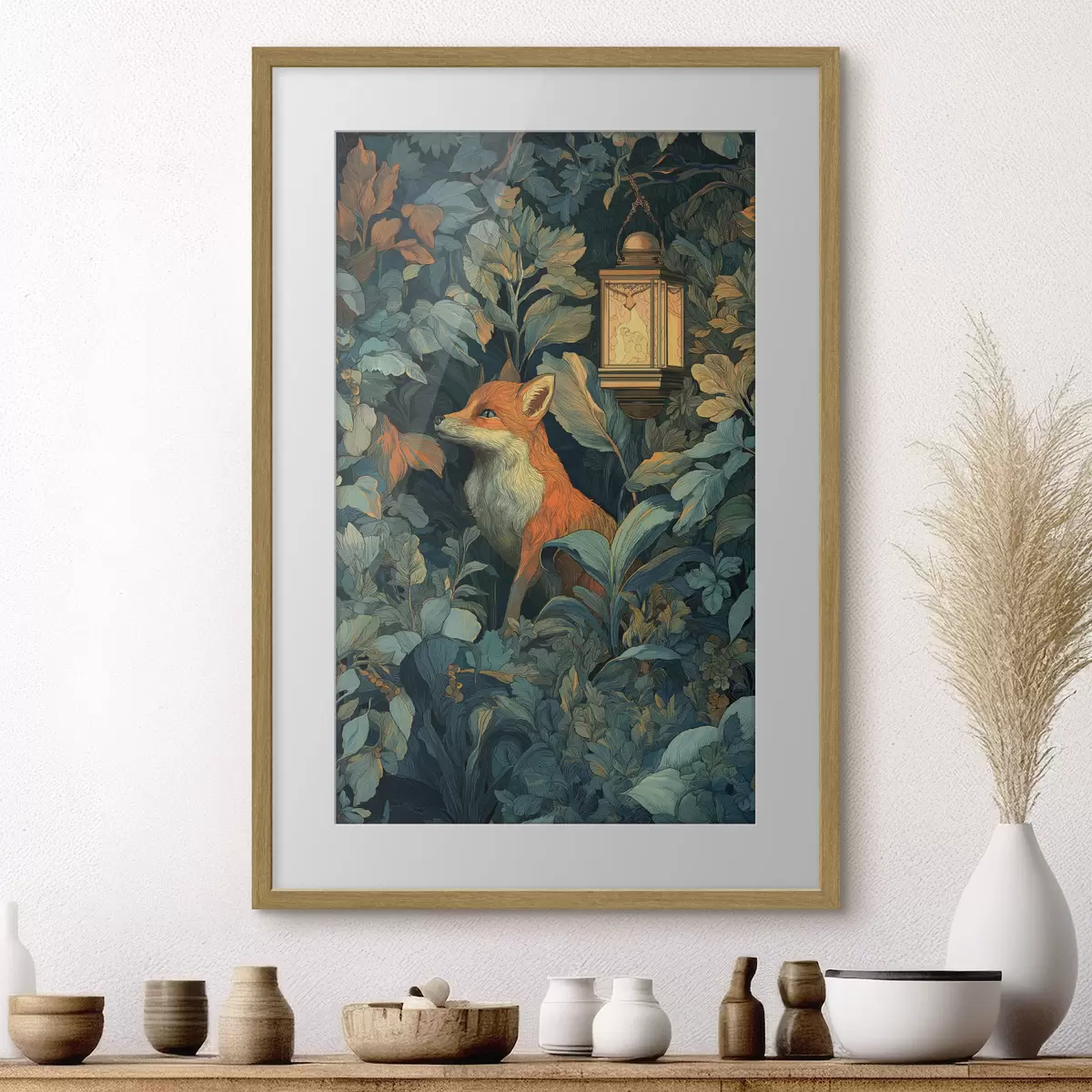 Poster Simpatica volpe tra i cespugli f47107