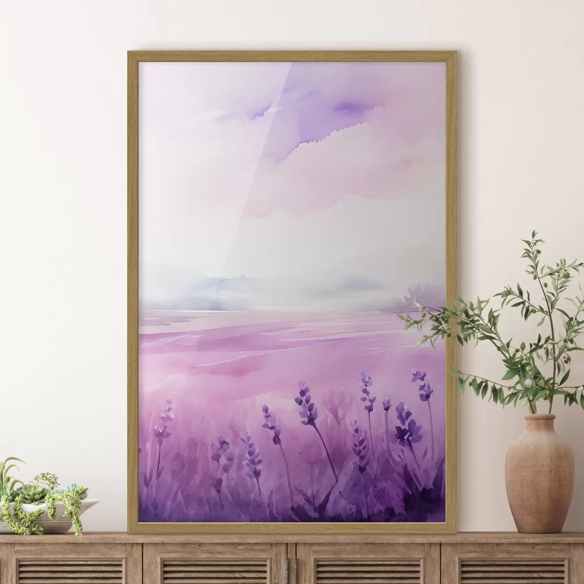Poster Campo di lavanda, acquerello artificiale f47109