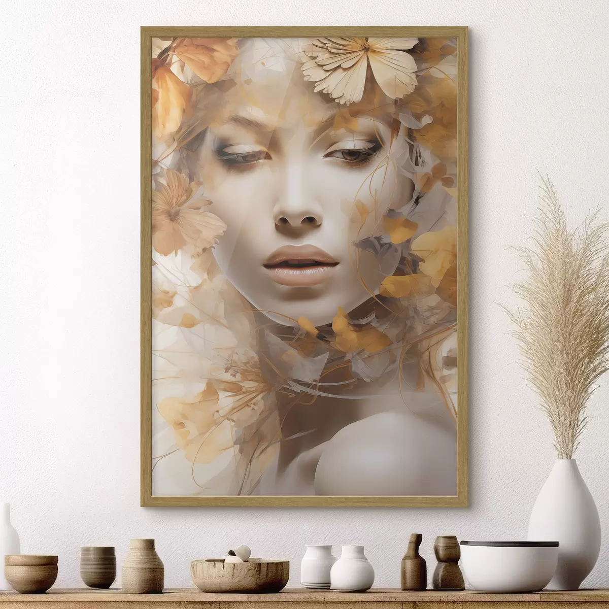 Poster Persone, ragazza e fiori, scultura imitazione f47112