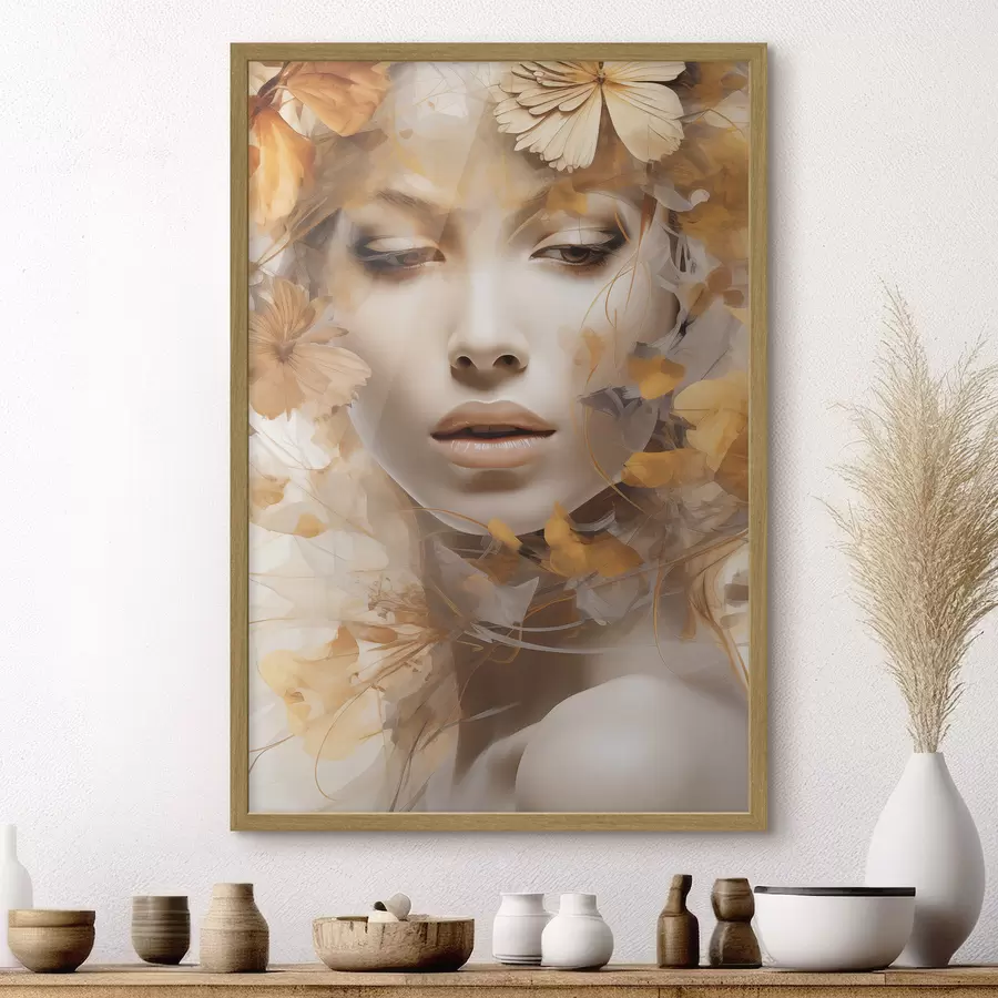carta da parati Persone, ragazza e fiori, scultura imitazione nr. f47112