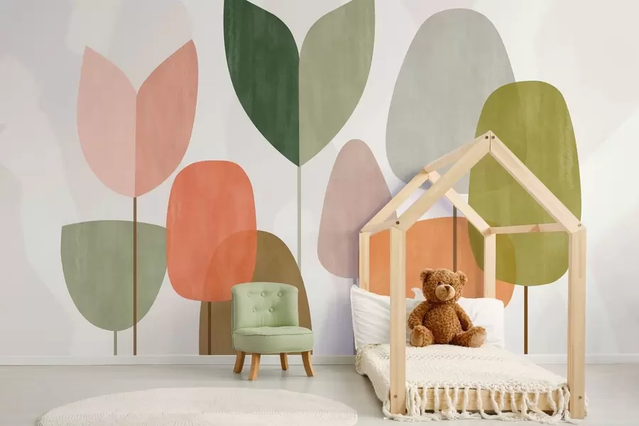 carta da parati alberi astratti in stile ingenuo nr. w05059