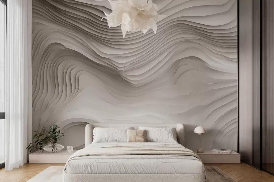 carta da parati imitazione di voluminosi rilievi a gradini nei toni del beige nr. w05061v1