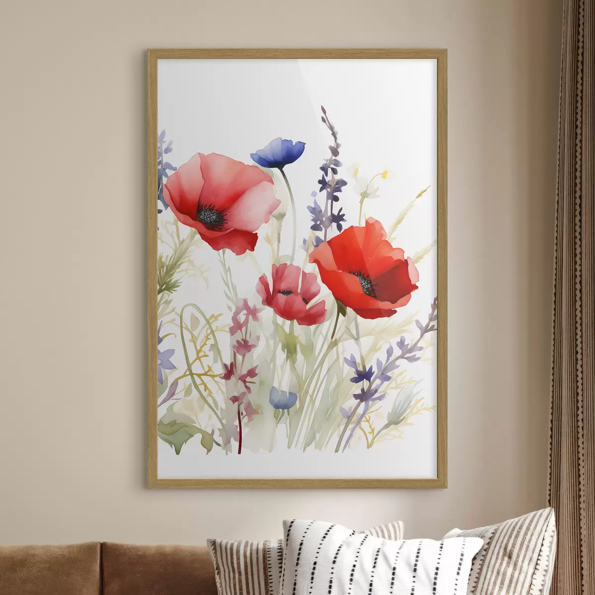 Poster Infiorescenze di papavero, imitazione acquerello f46888