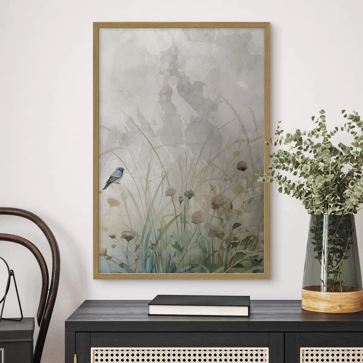 Poster Uccello sui fiori selvatici f46889