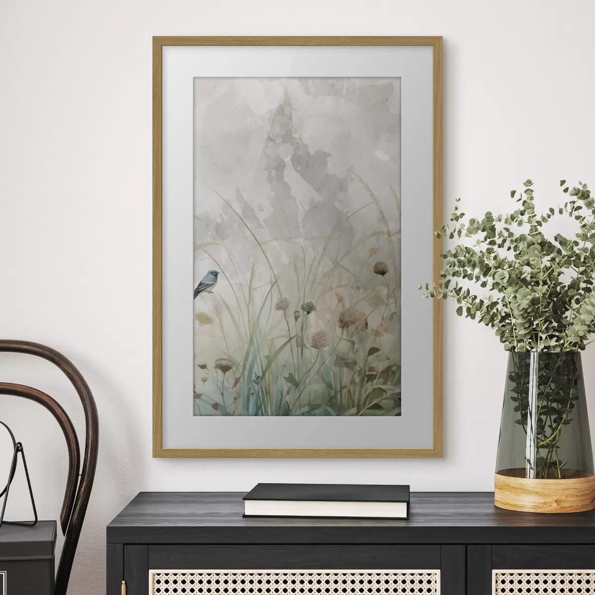 Poster Uccello sui fiori selvatici f46889