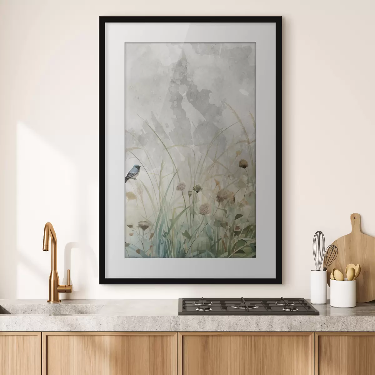 Poster Uccello sui fiori selvatici f46889