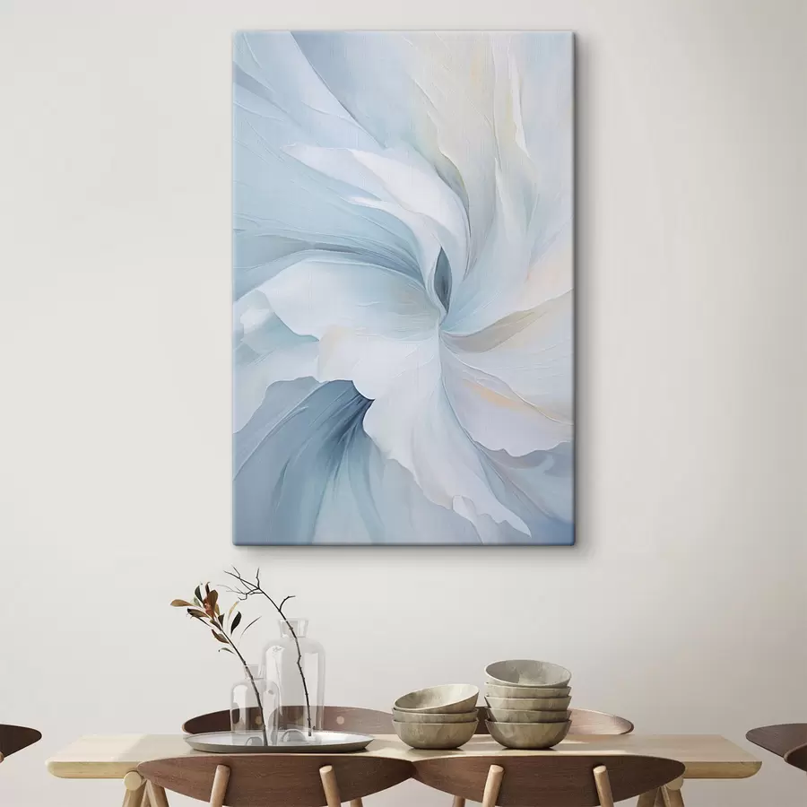 carta da parati Petali astratti delicati e traslucidi che volteggiano verso l'interno con luci soffuse e una texture pittorica. nr. s47437